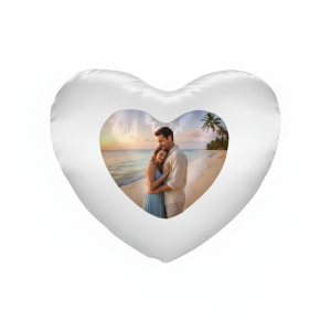 Възглавница сърце с Ваша снимка с калъвка сатен