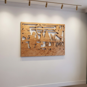 Арт пано от дърво – Ловец с куче и патици (Стенен декор)